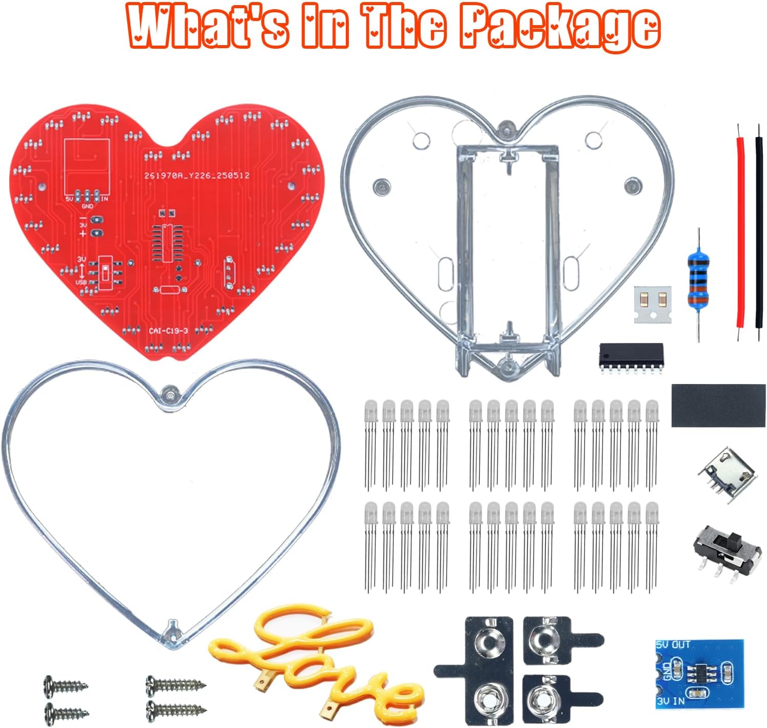 Heart Shaped LED Soldering Kit - đánh giá và giá Diy Electronics Filament