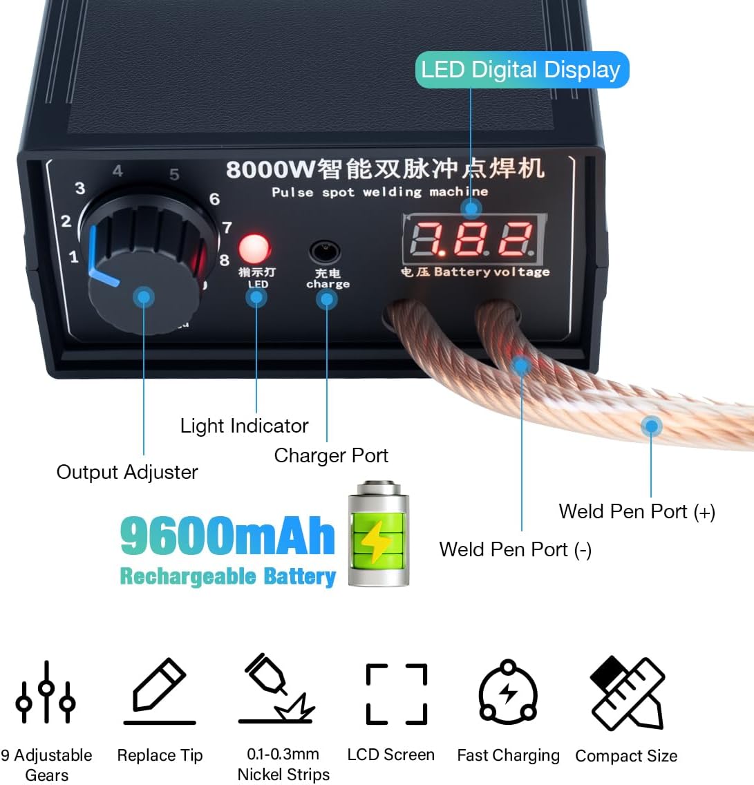 8000W Handheld Battery Spot We - đánh giá và giá Diy Electronics Spot Welder